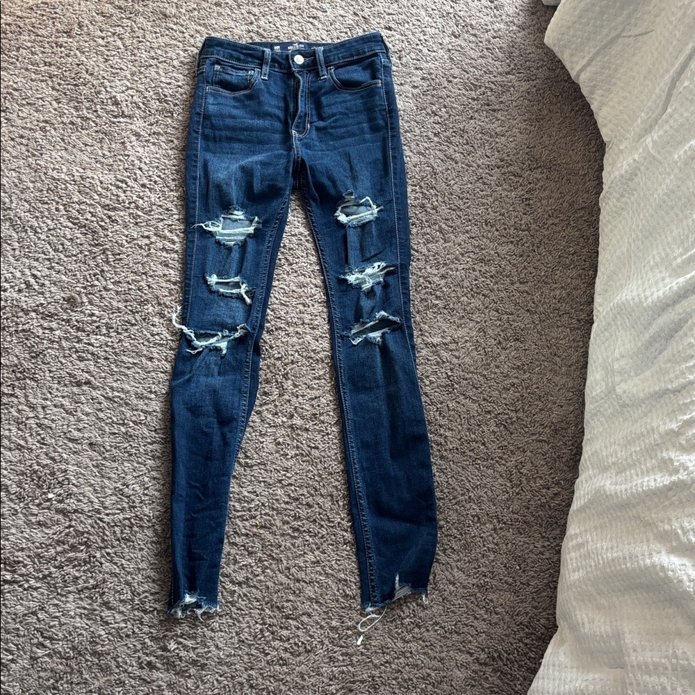 Hollister High-Rise Super Skinny Jeans in Dark Blue